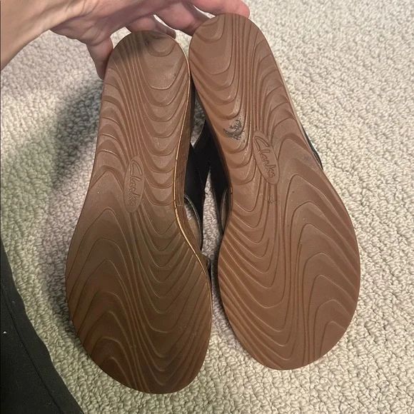 Clark Leather & Cork Wedge Sandals - Picture 3 of 3